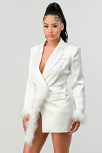 Load image into Gallery viewer, Athina Holiday feathered blazer mini dress
