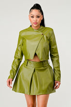 Load image into Gallery viewer, Button Up Pu Leather jacket and Skirt Set
