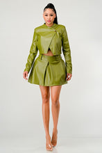 Load image into Gallery viewer, Button Up Pu Leather jacket and Skirt Set
