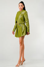 Load image into Gallery viewer, Button Up Pu Leather jacket and Skirt Set
