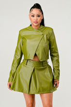 Load image into Gallery viewer, Button Up Pu Leather jacket and Skirt Set
