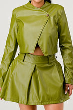 Load image into Gallery viewer, Button Up Pu Leather jacket and Skirt Set
