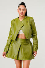 Load image into Gallery viewer, Button Up Pu Leather jacket and Skirt Set
