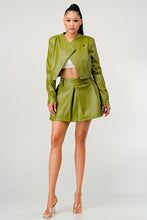 Load image into Gallery viewer, Button Up Pu Leather jacket and Skirt Set
