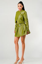 Load image into Gallery viewer, Button Up Pu Leather jacket and Skirt Set
