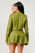 Load image into Gallery viewer, Button Up Pu Leather jacket and Skirt Set
