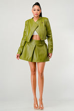 Load image into Gallery viewer, Button Up Pu Leather jacket and Skirt Set
