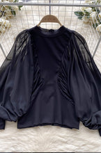 Load image into Gallery viewer, Puff mesh long sleeve top
