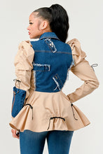 Load image into Gallery viewer, Peplum Panache Denim Jacket
