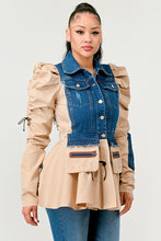 Load image into Gallery viewer, Peplum Panache Denim Jacket
