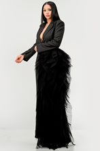 Load image into Gallery viewer, Noir Cascade Tuxedo Gown
