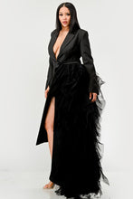 Load image into Gallery viewer, Noir Cascade Tuxedo Gown
